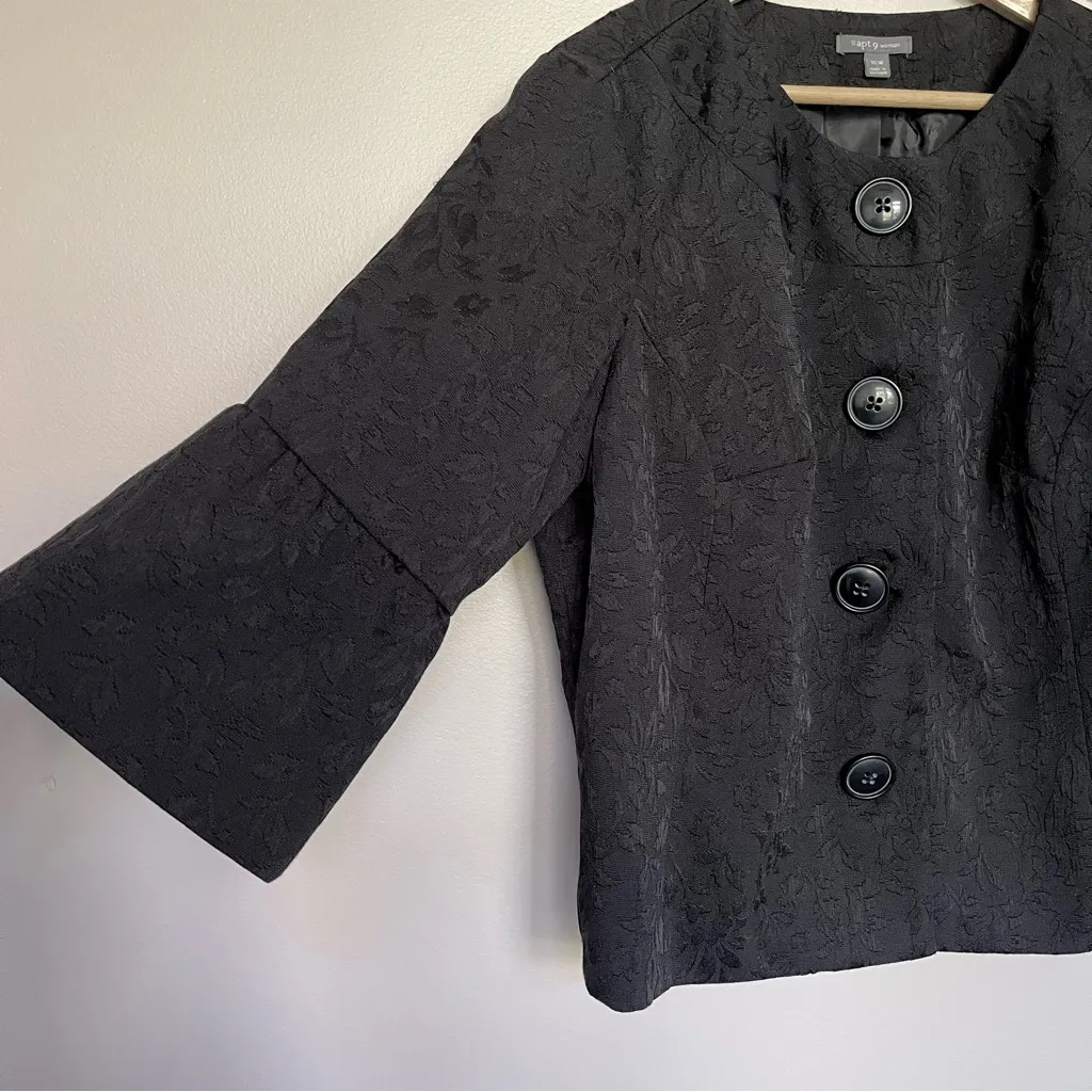 Apt. 9 Dressy Jacquard 3/4 Sleeve Blazer Jacket (Black) - 16W - Image 2