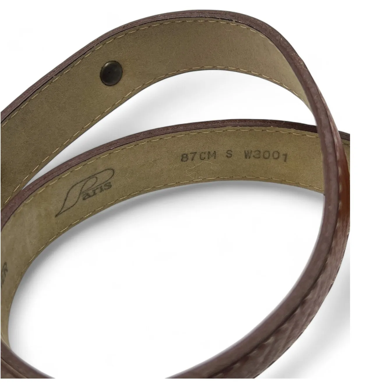 Vintage Crumrine Belt Buckle Leather Hand Tooled Brass Western Unisex S Small Brown - Image 3