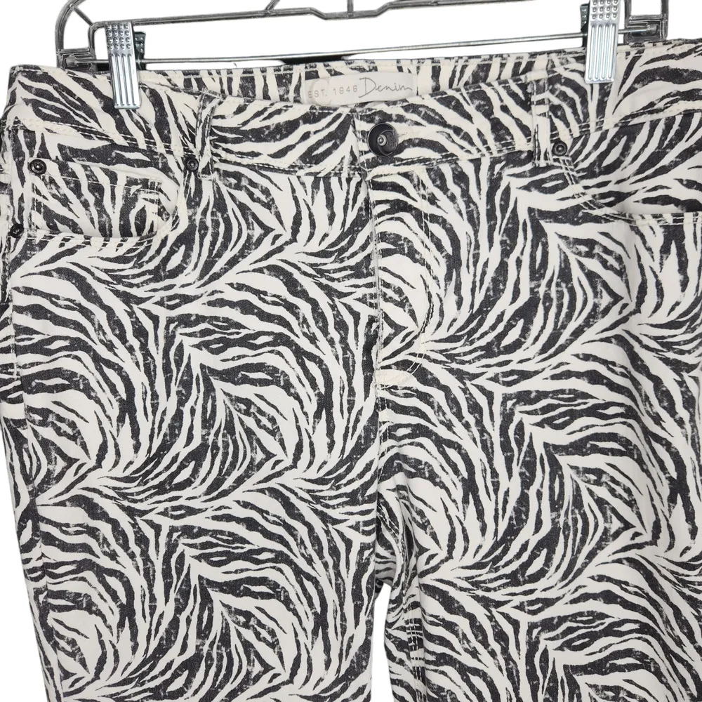 C Est. 1946 Denim Skinny Cropped Pants Capri Zebra Print Womens Contemporary 14 - Image 7