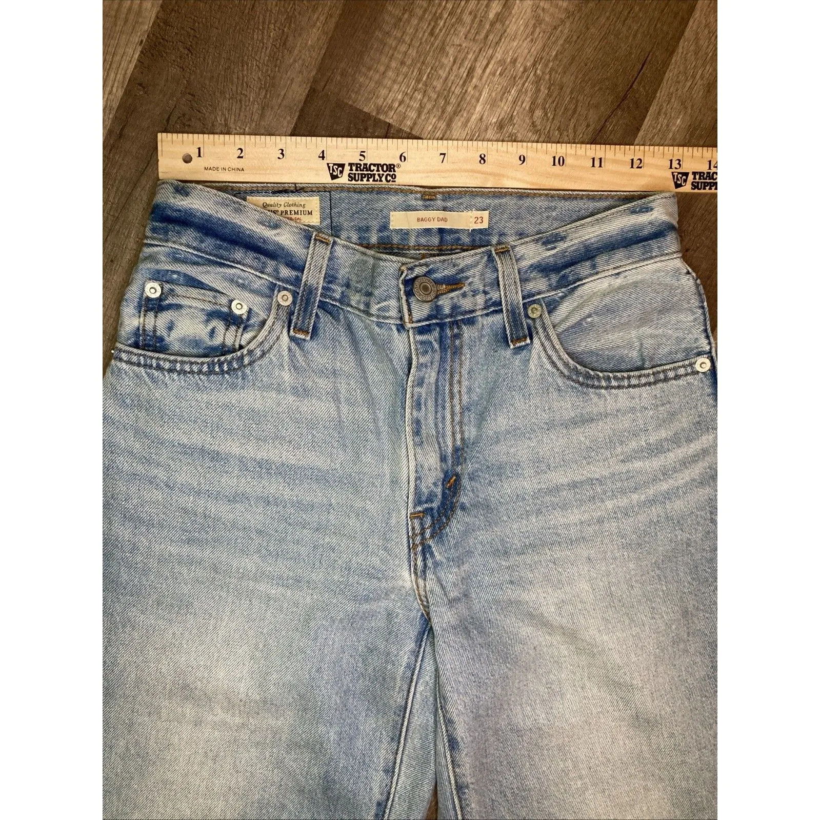 Levis Jeans Womens 25x29 Blue Baggy Dad Wide Leg Flare Premium Denim Big E - Image 6