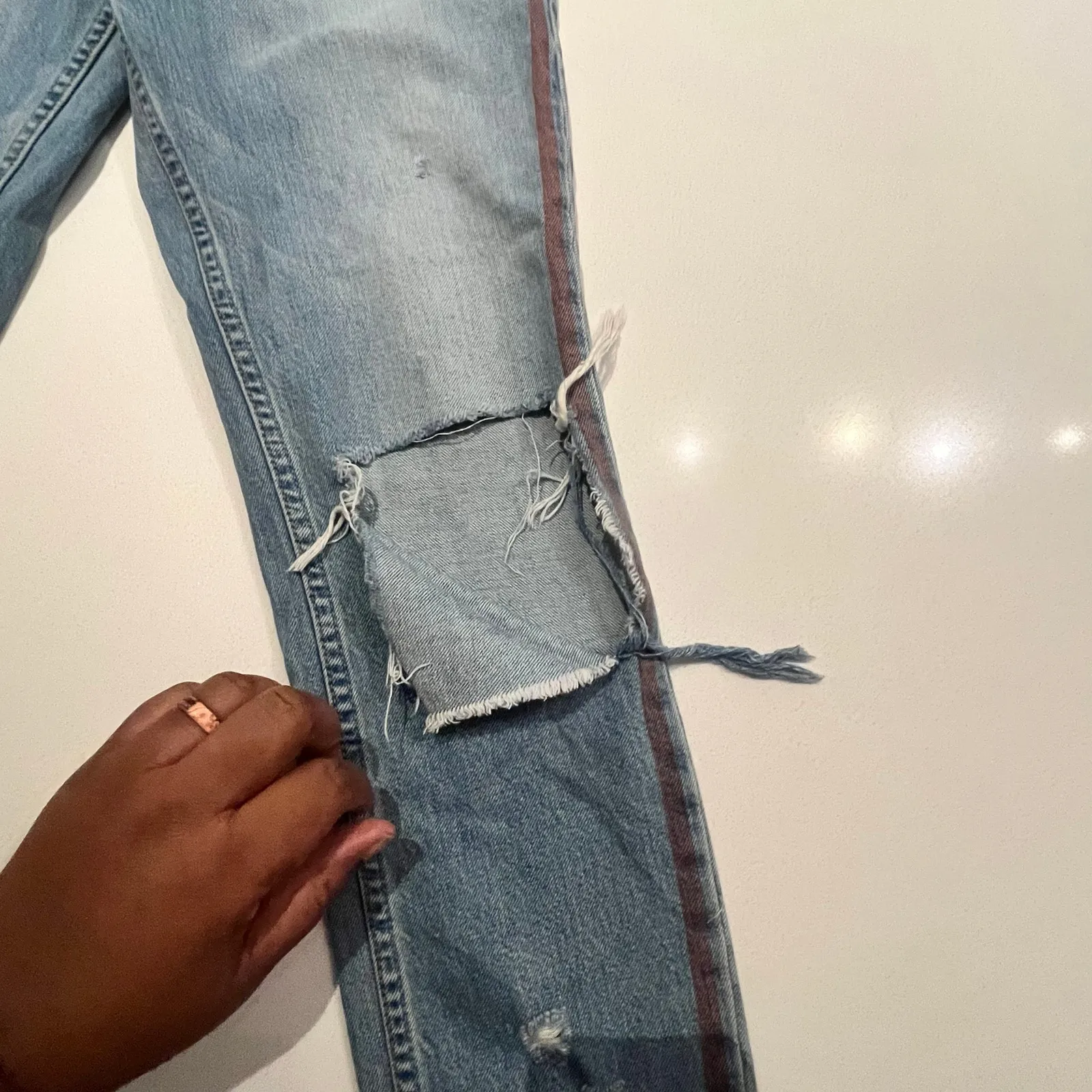 Abercrombie And Fitch Distressed Girlfriend Jeans Annie HI‎ Rise 25/0 Blue Denim - Image 3