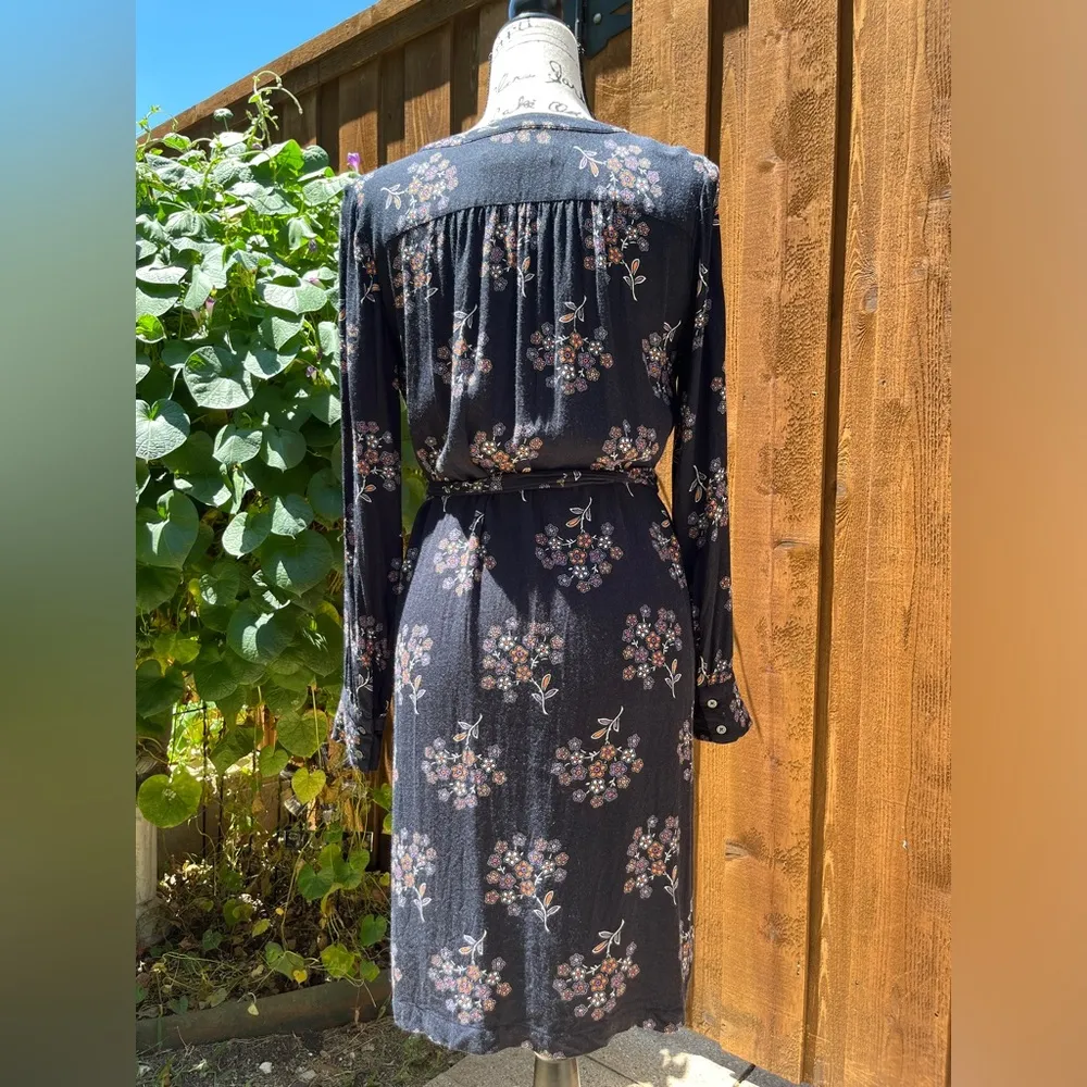 Ann Taylor Loft Casual Day Mini Dress Black Floral Print Size S Small EUC - Image 2