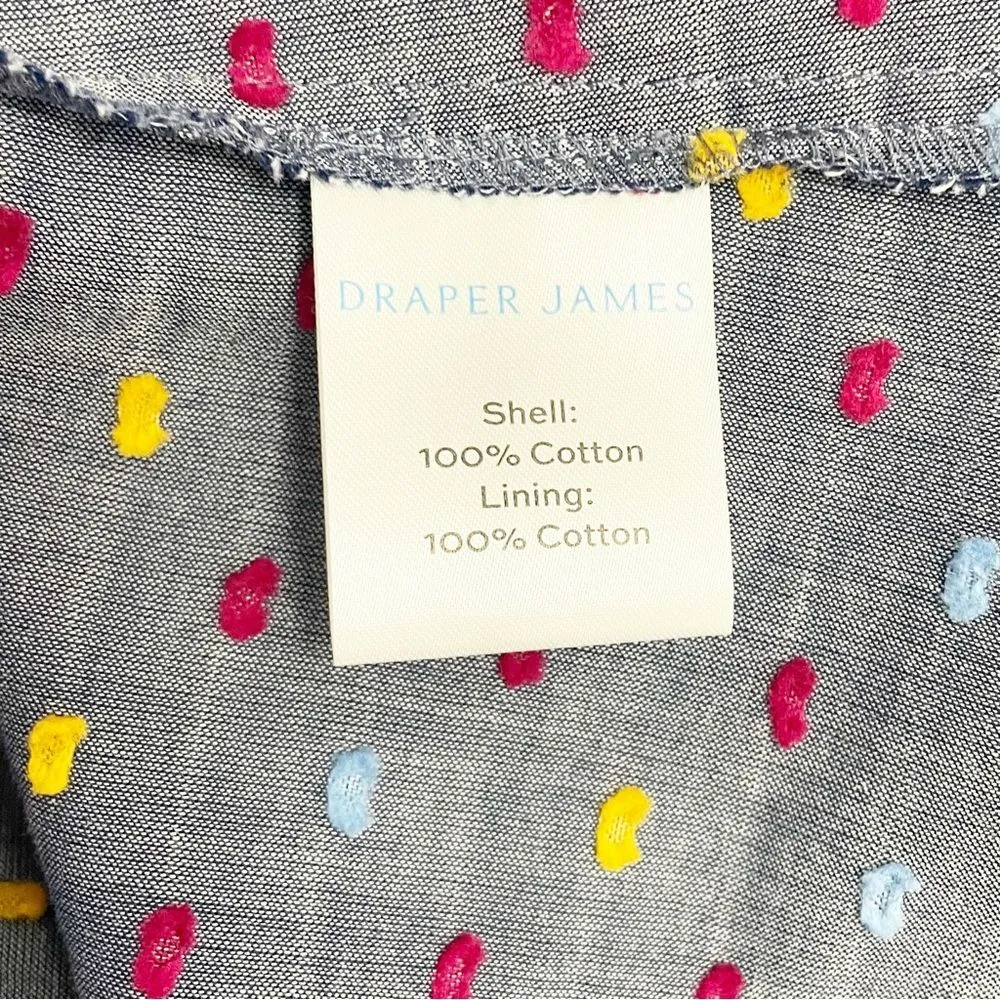 Draper James Embroidered Dot Chambray Denim Wrap Midi Dress Women’s Size 14 - Image 12