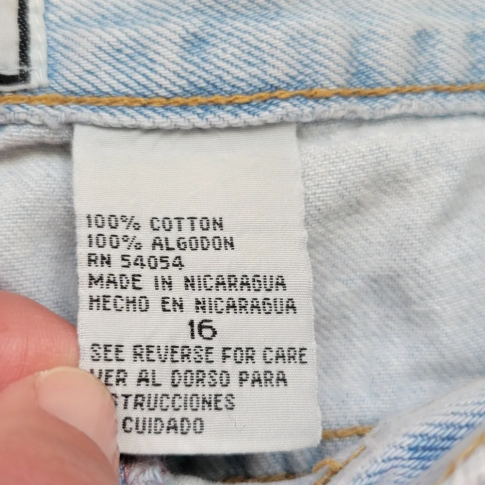 Vintage Bugle Boy 80s custom distressed denim cutoff shorts size 16 modern 10 - Image 3