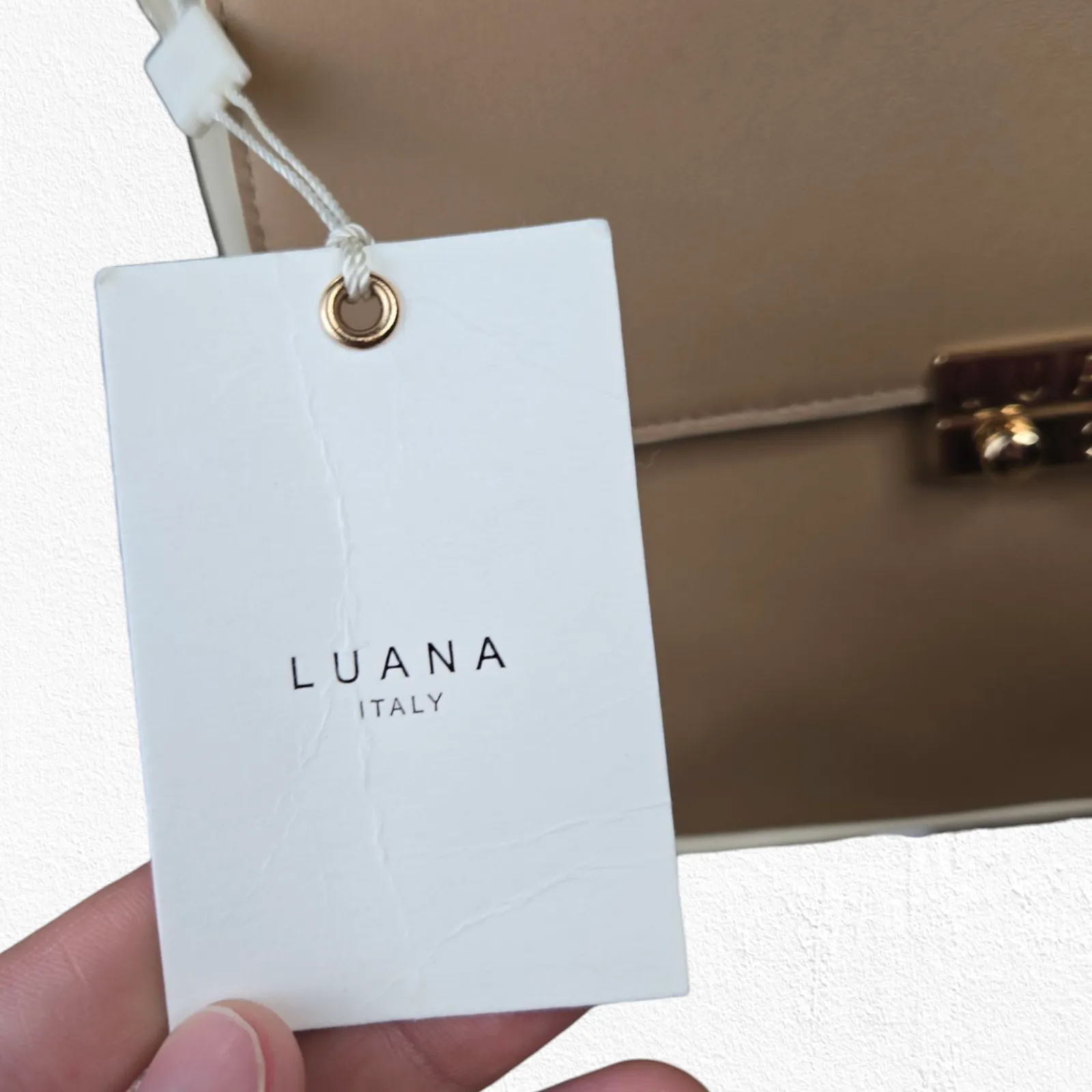 LUANA Beige White Gold Hardware Adjustable Strap Italy Leather Crossbody Bag Tan - Image 5