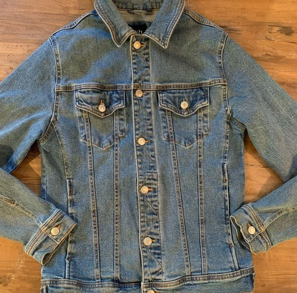 Zara Women's Blue Button Front Denim Jean Jacket Sz M Medium - Image 9