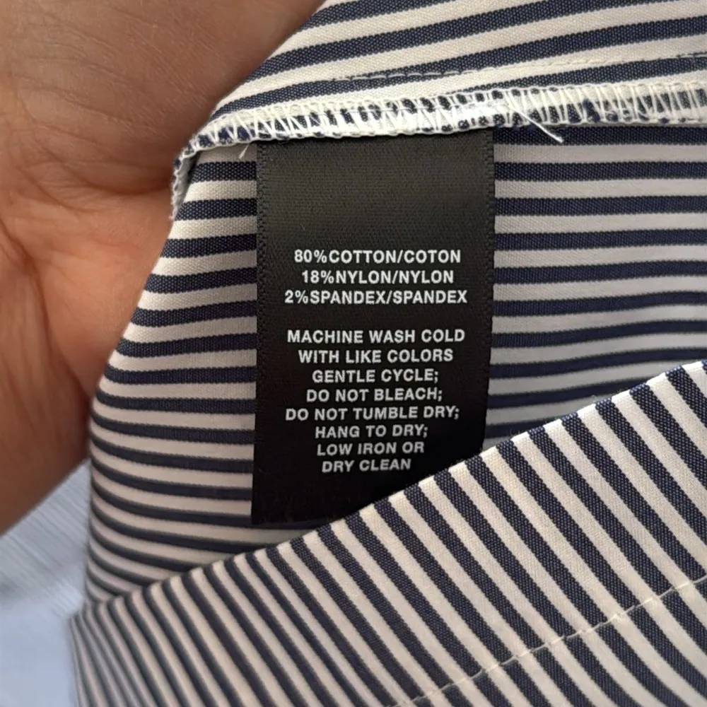 Lafayette 148 NY Striped Women's Top with Tie Sleeves Large Navy & White Blouse - Image 6