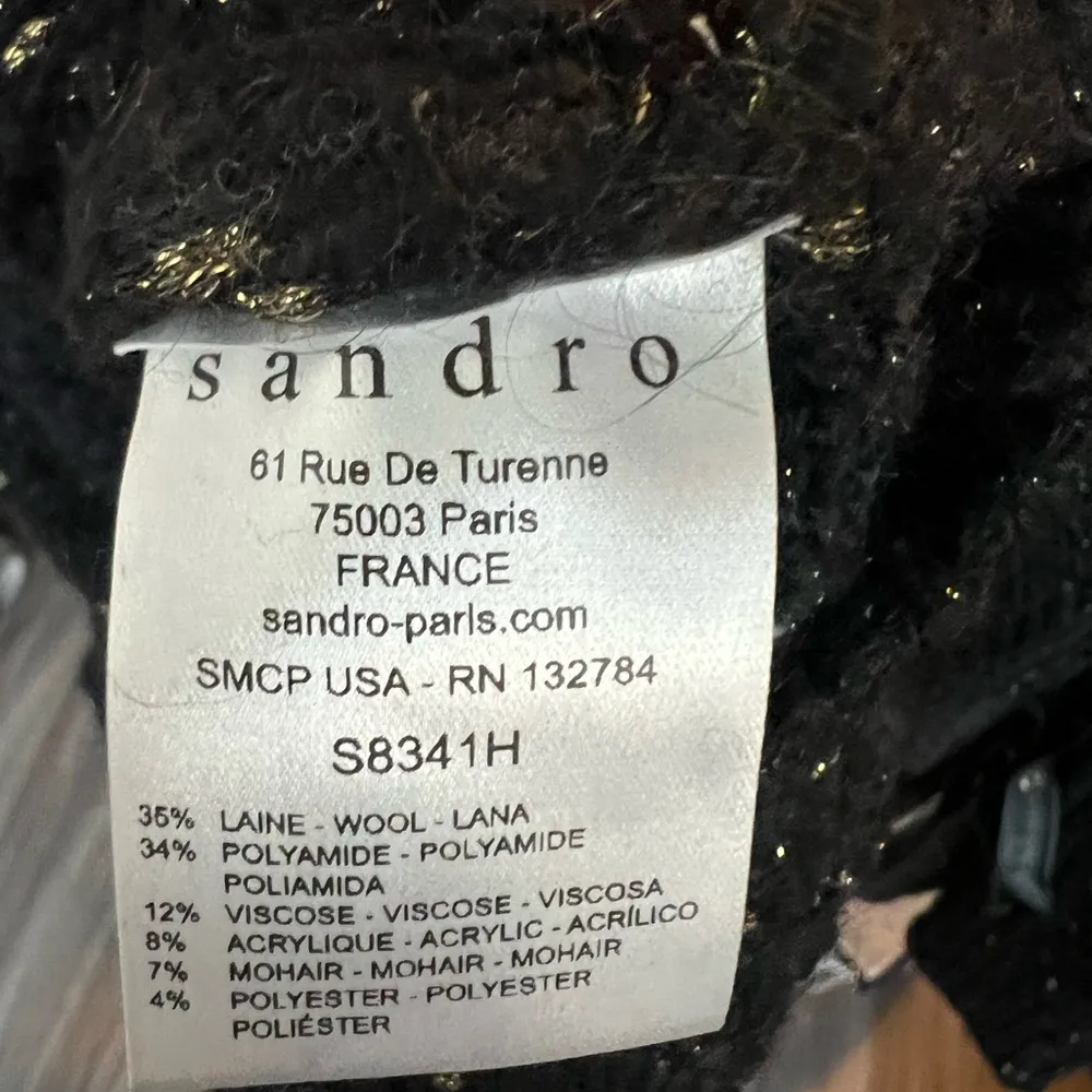 Sandro Black and Gold Speckled Crew Neck Sweater - Image 10