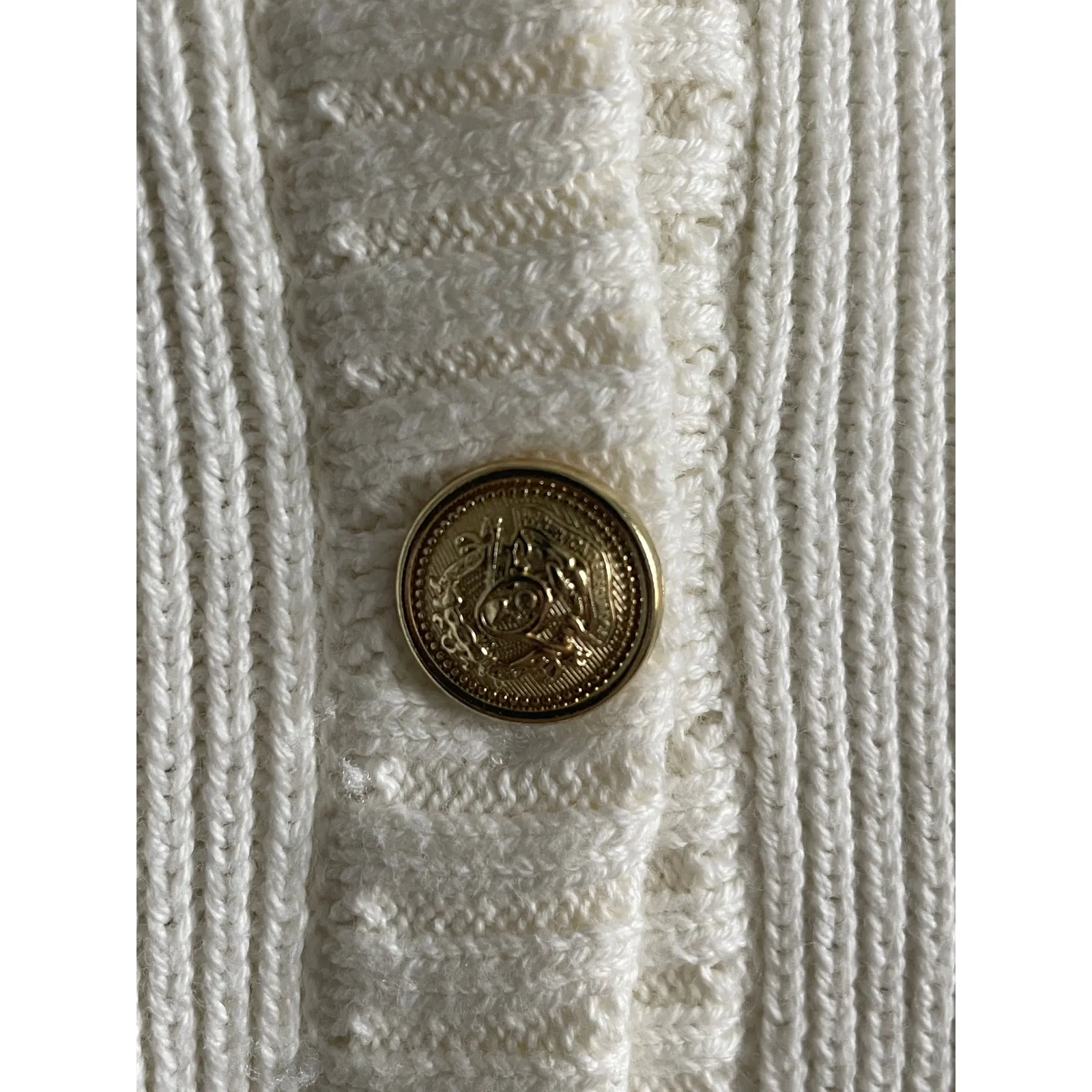 H&M Viral Old Money Rib Knit Fitted Button Mini Dress Off White Cotton - Image 7