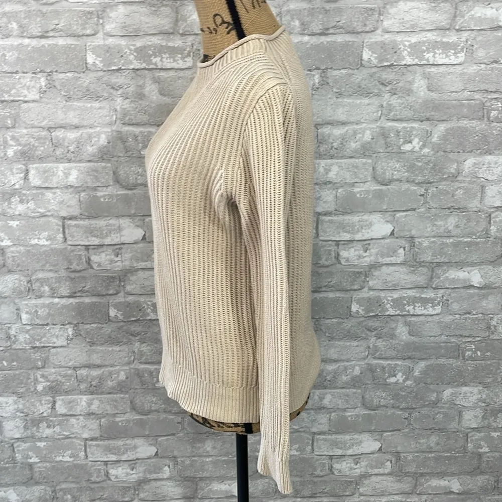 J.Crew 100% Cotton Knit Rollneck Pullover Sweater in Light Khaki - Image 3