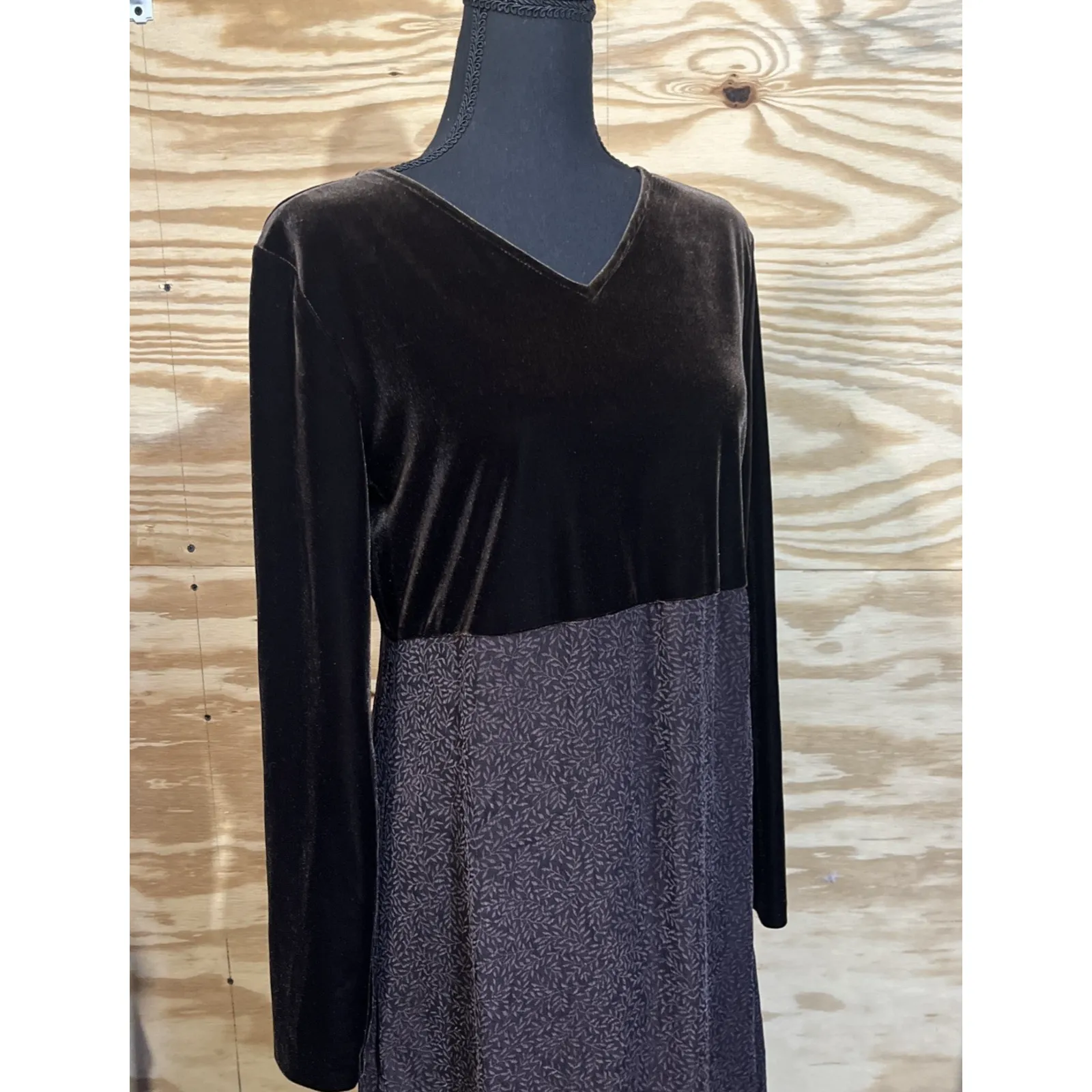 Vintage Coldwater Creek Velvet Chiffon Maxi Dress 8P Goblin Fairy Grunge Witchy - Image 6