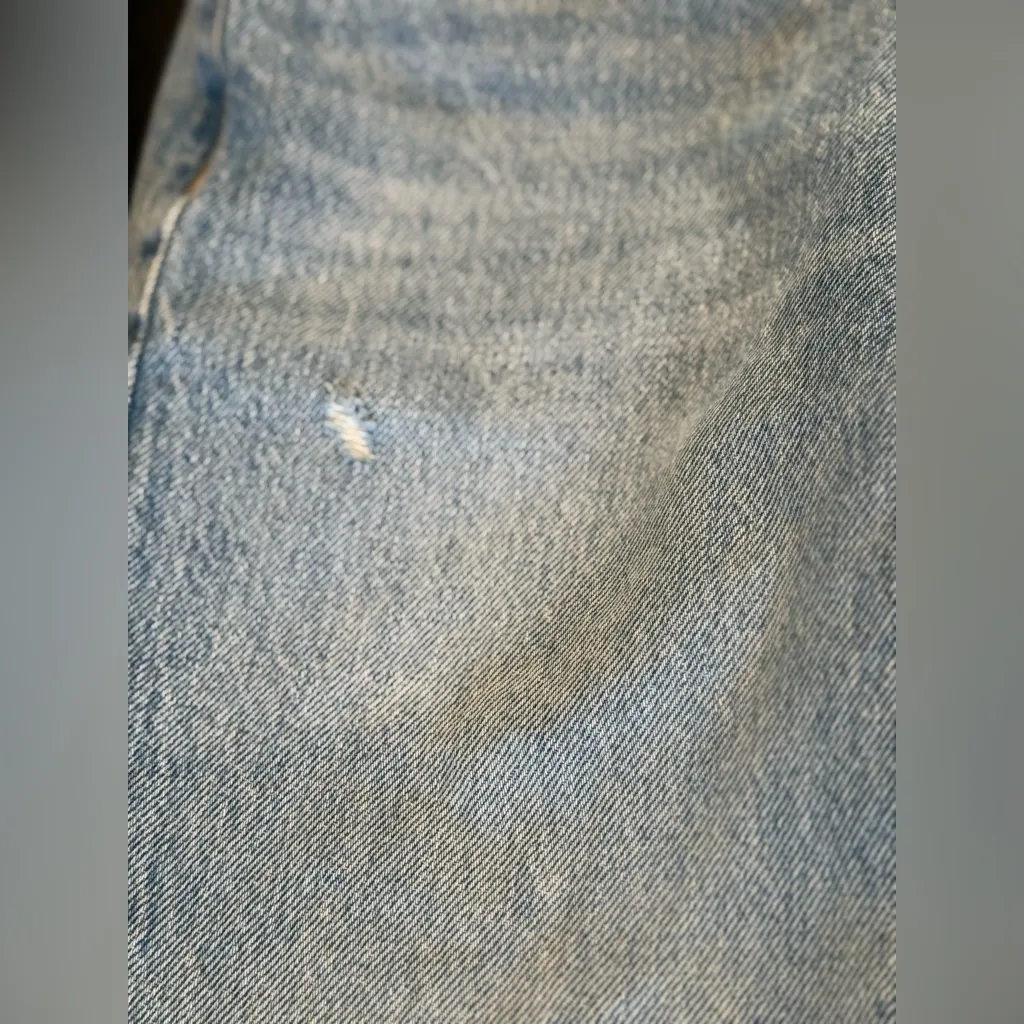 GARAGE Jambe Large Wide Leg Distressed Light Wash Jeans Size 5/27 - Image 9