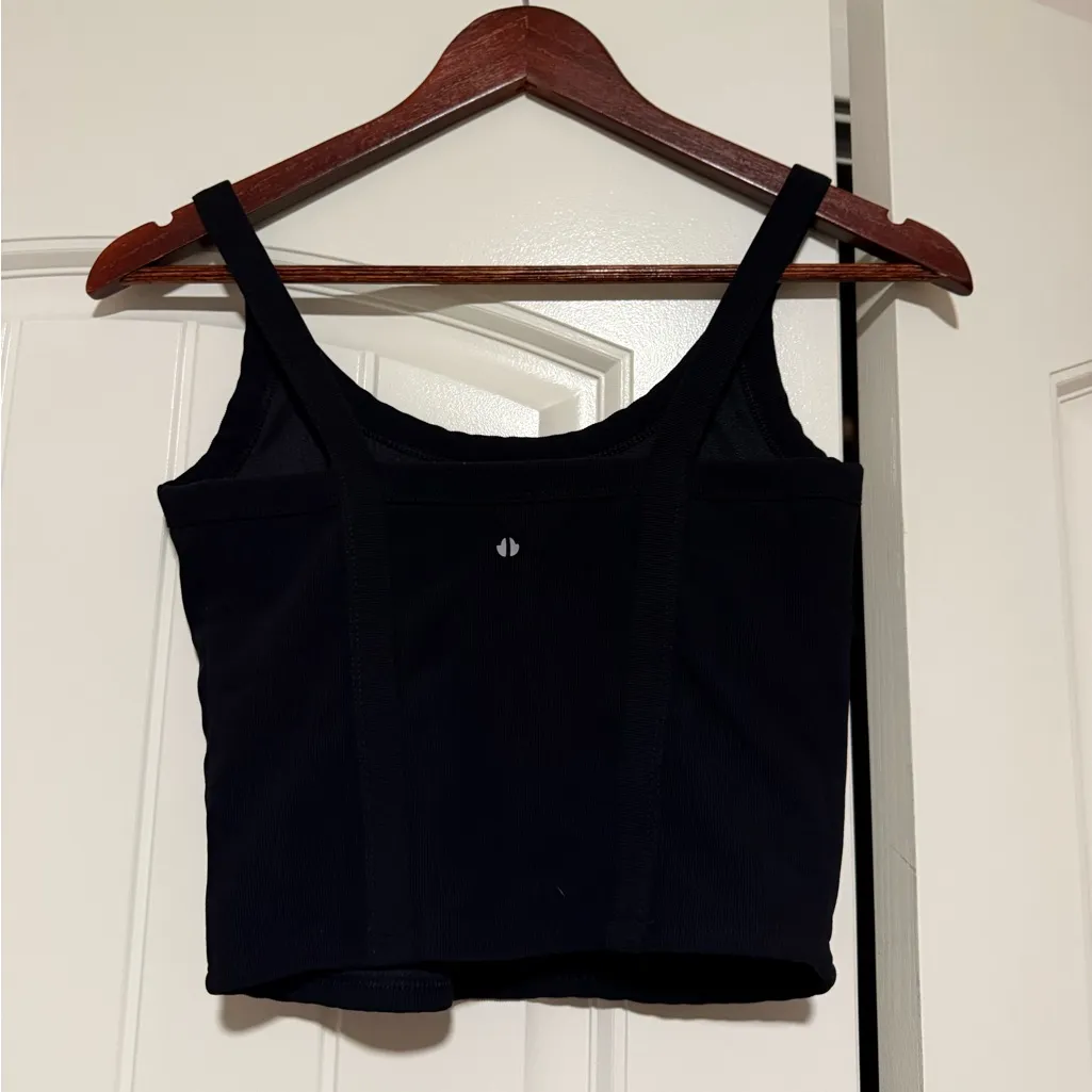 Ribbed Black Sports Bra Top Size M - Image 4
