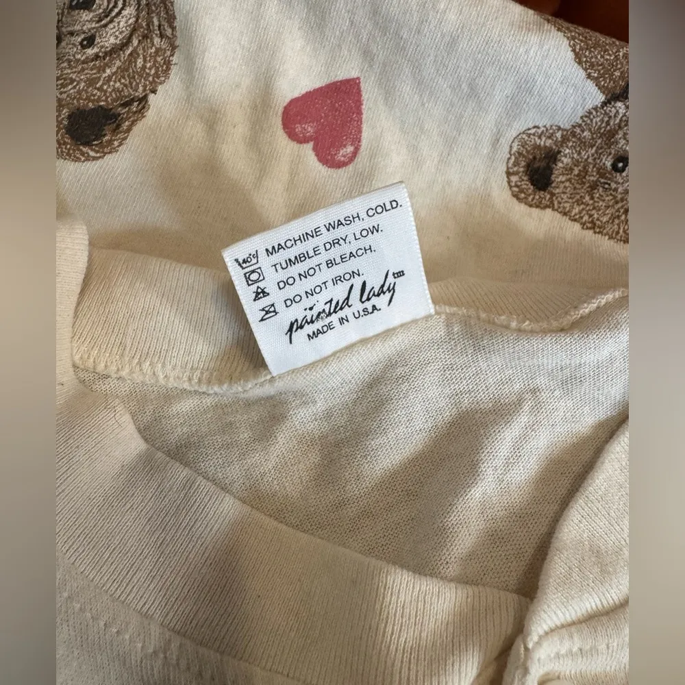 VINTAGE 1990’s PAINTED LADY TEDDY BEAR LOUNGE SHIRT SUPER CUTE & COZY - Image 4