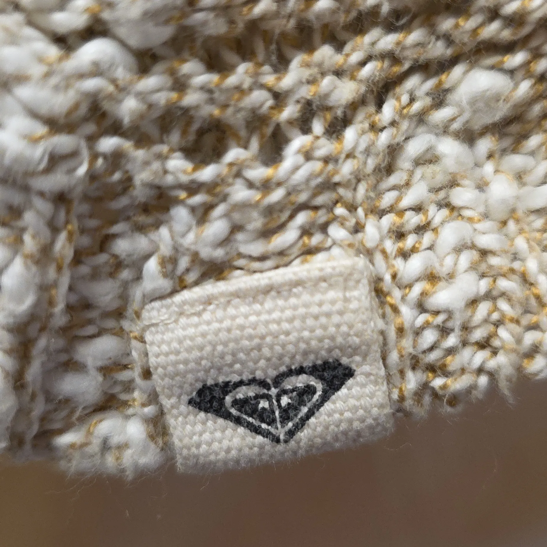 Roxy Cream and Tan Knit Sweater Hoodie Juniors Size Medium - Image 3