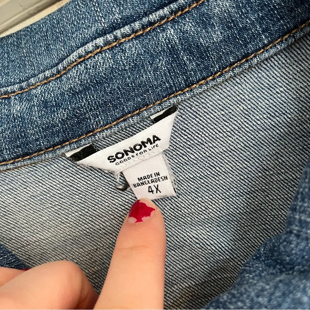 Sonoma Medium Wash Denim Jean Jacket women’s plus size 4X button - Image 3