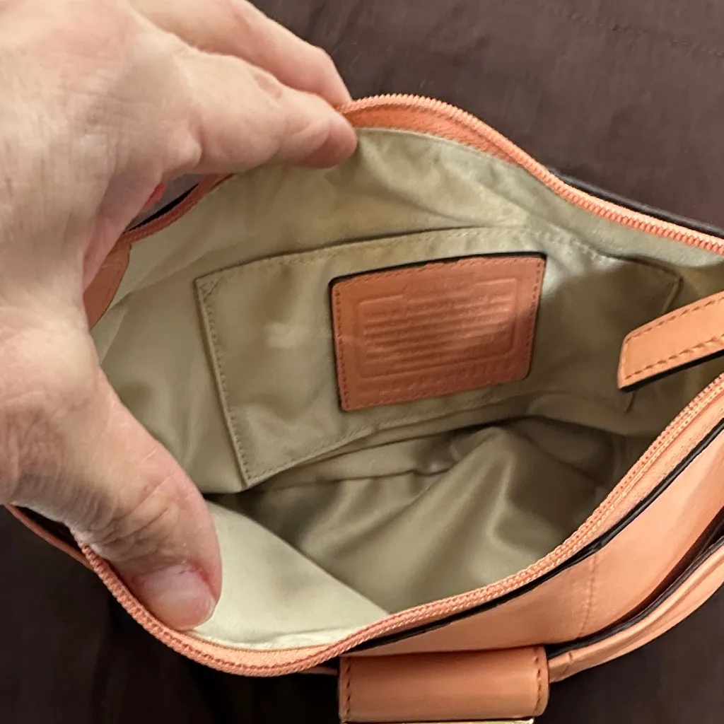 Coach Kristy  Coral-Peach  Leather Mini Hobo Bag with Dustbag - Image 12