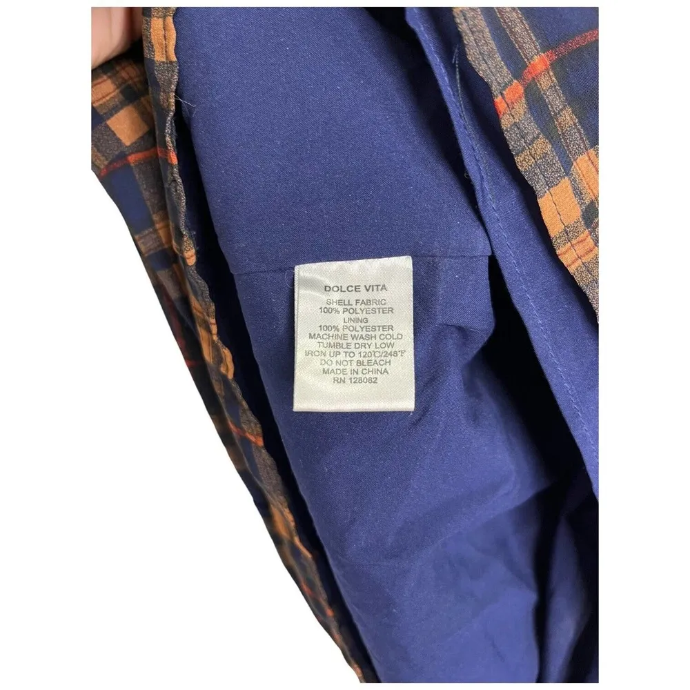 DV By Dolce Vita Womens XS Adelaide Plaid Chiffon Scoop Neck Lined Dress Blue - Image 9