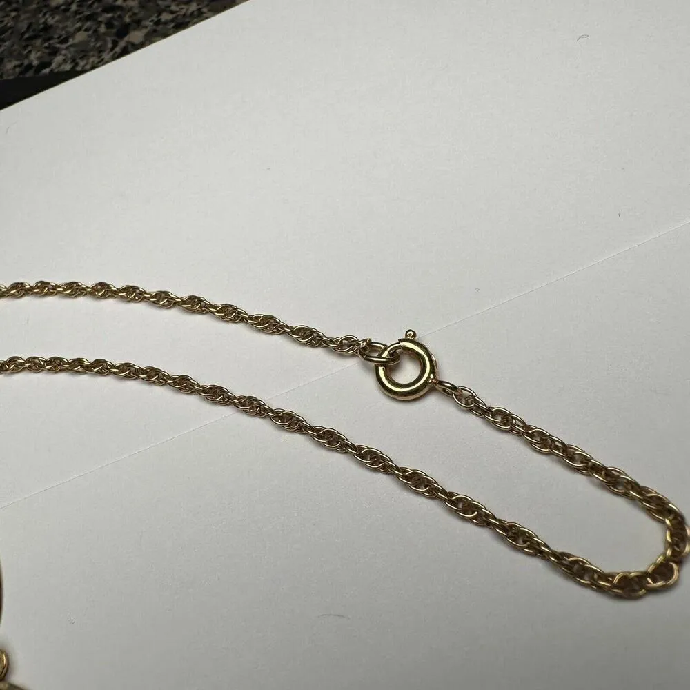 Retro Gold Tone Blue Rhinestone Y Drop Necklace - Image 2