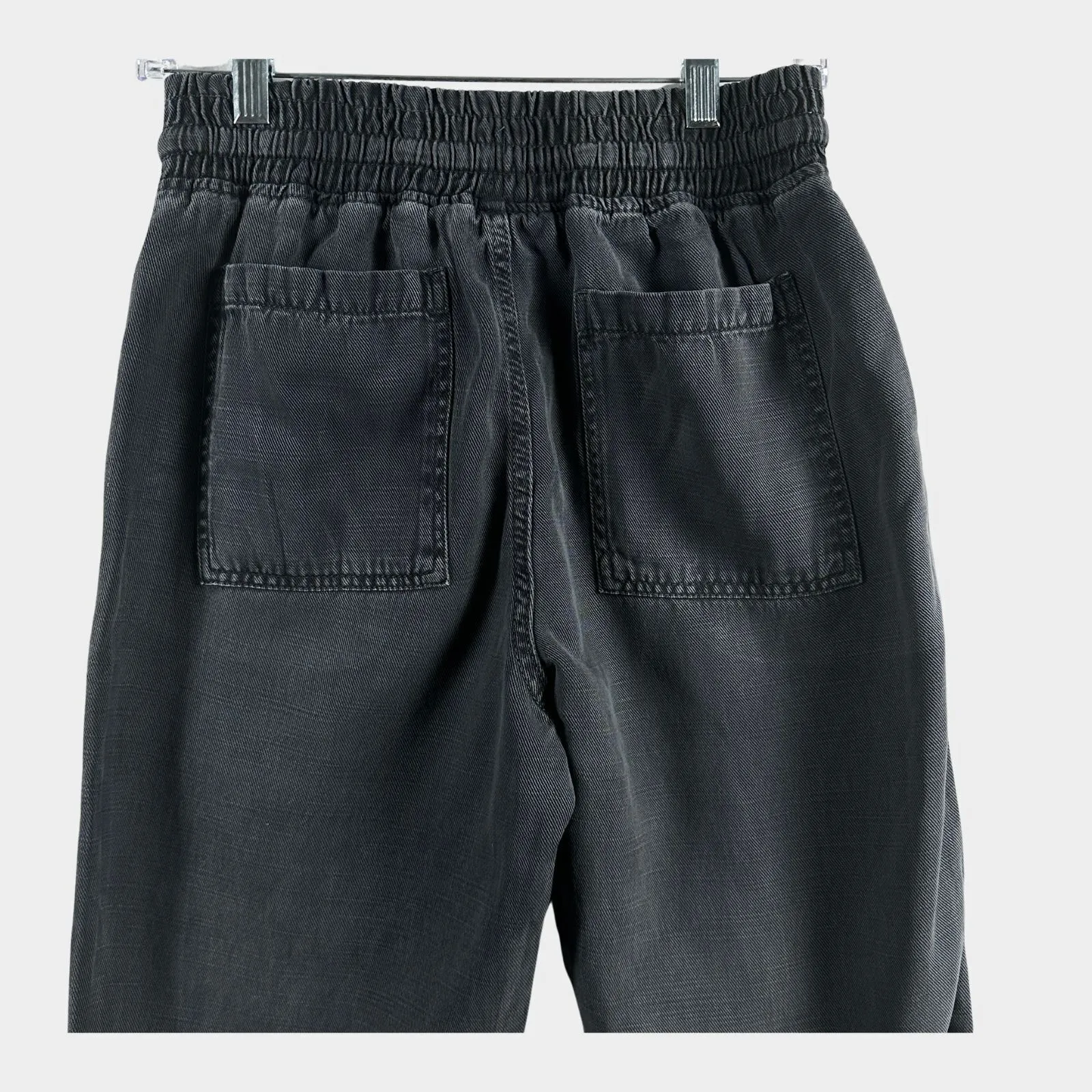 ZARA‎ Paperbag Pants Sz Sm Raw Frayed Hem Elastic Tie Waist Baggy Goth - Image 4