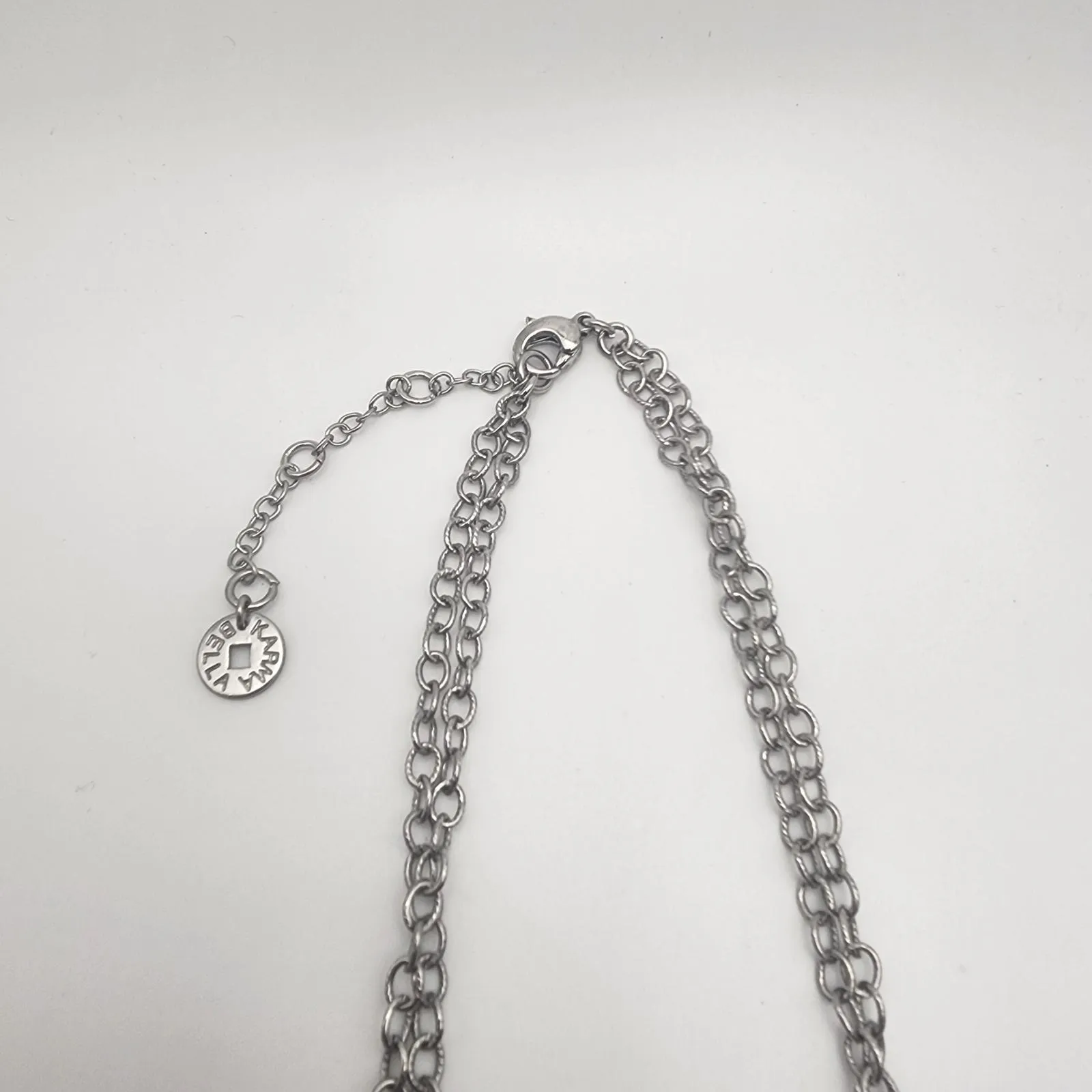 Karma Bella Silver Tone & Teal Graduated Teardrop Necklace - Image 4