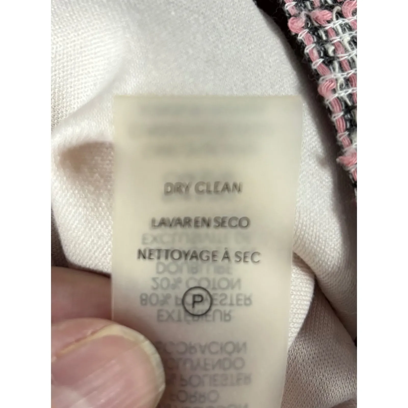 Karl Lagerfeld Paris Pink Tweed Pocket Dress 14 Jewel Buttons Sleeveless - Image 10