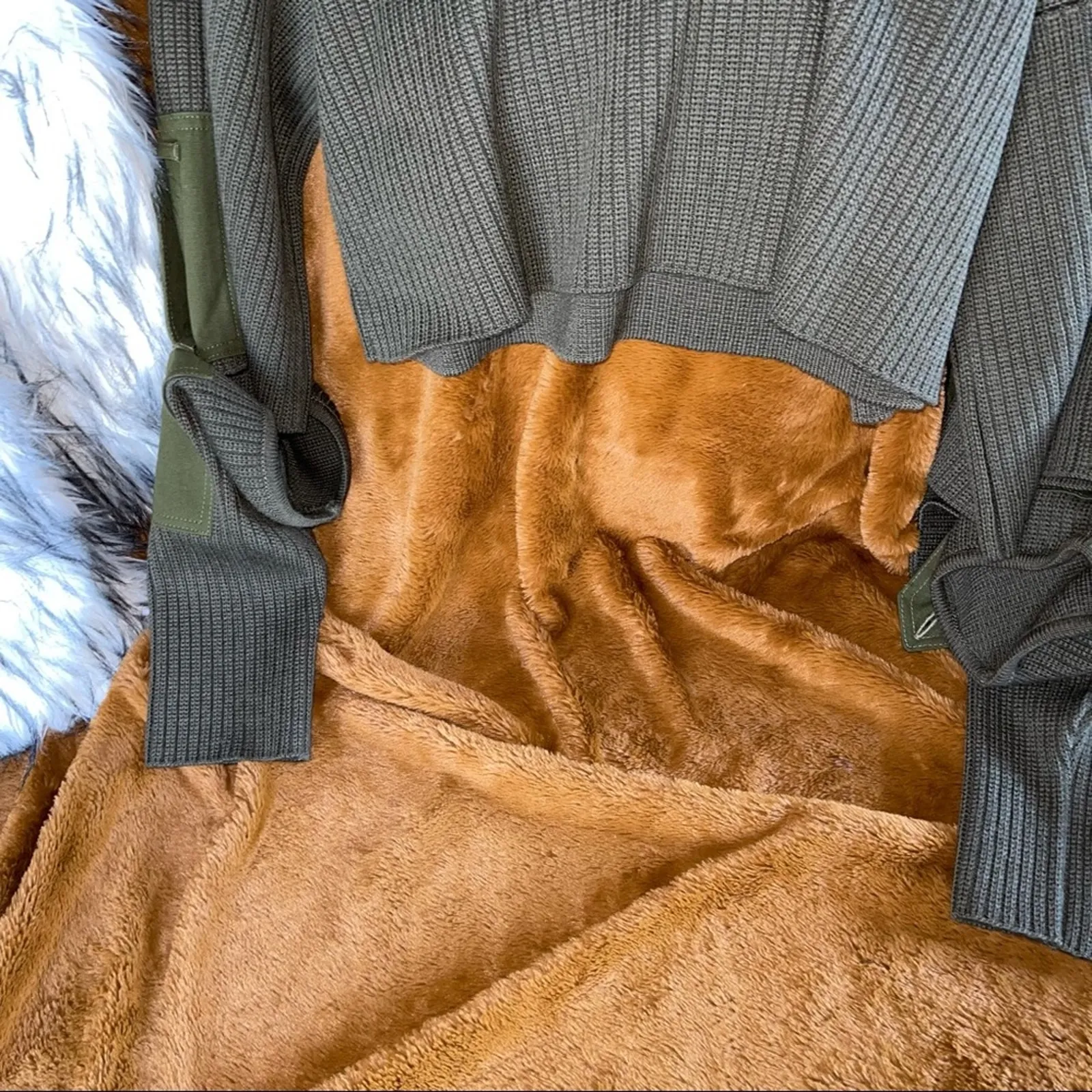 Y/Project Olive Green Cotton Cropped Sweater with Detachable Sleeves Size XS - Image 5