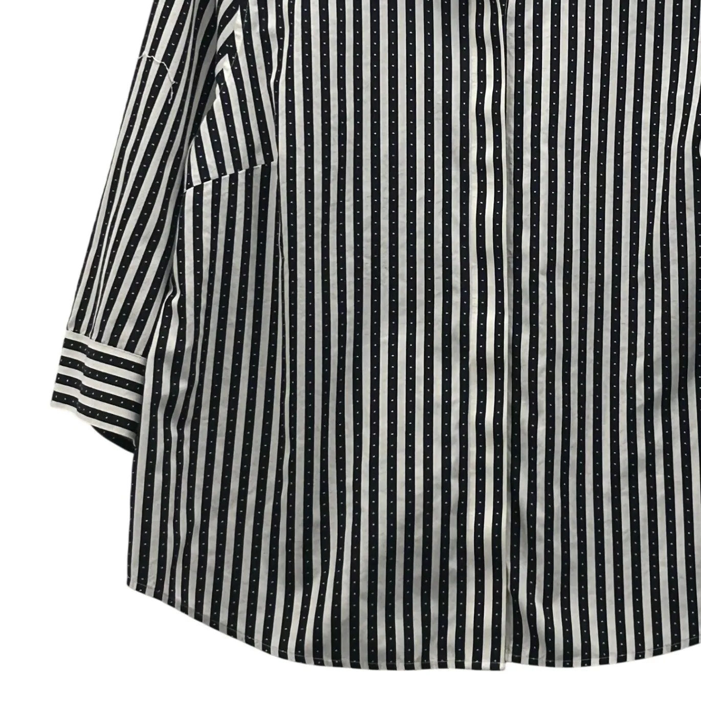 Chicos Button Up Striped Top Black White XL - Image 4