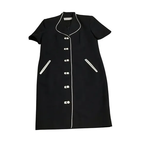 Howard Wolf Vintage‎ Dress Made In USA Black With White Trim Size 6 TIMELESS - Image 5