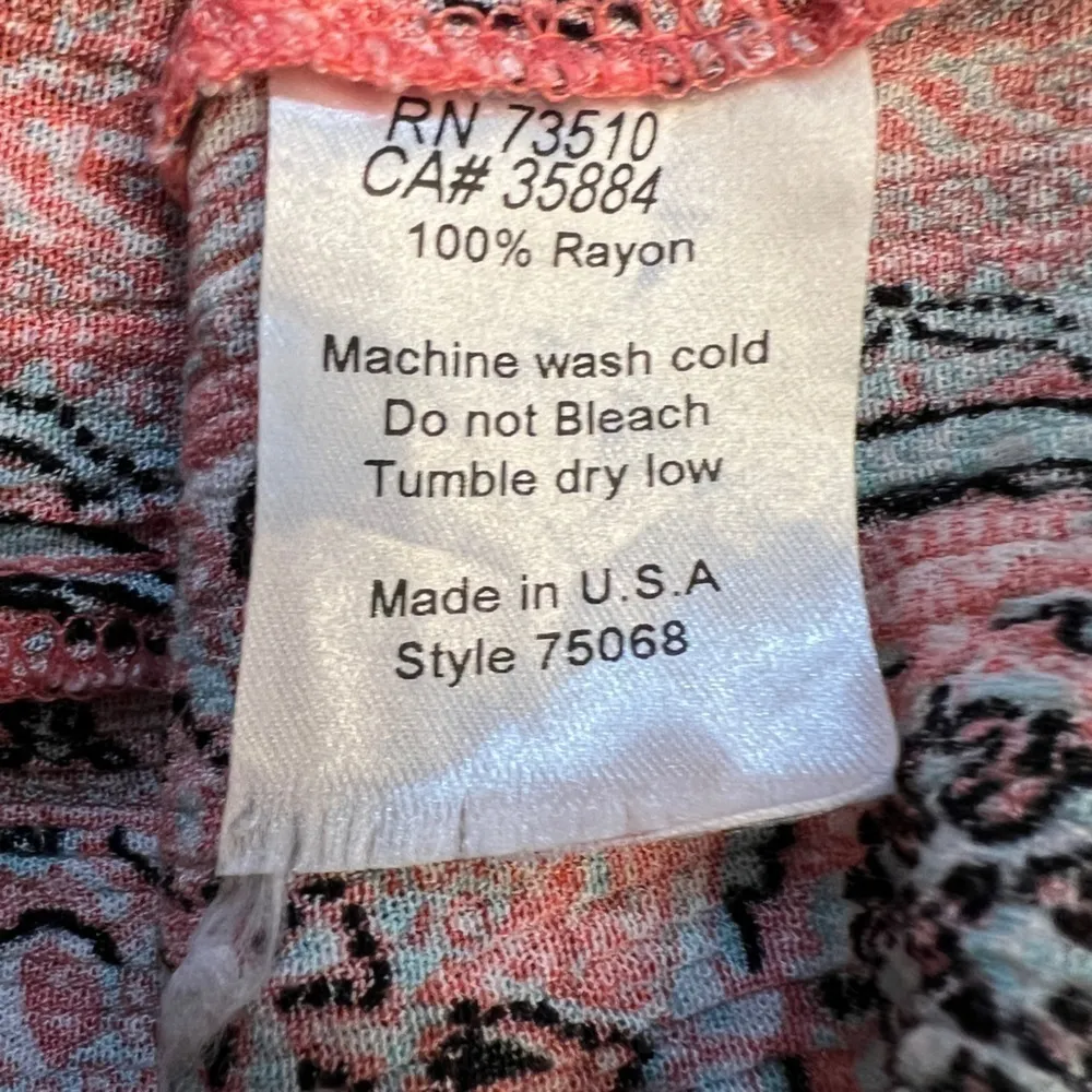 Uncle Frank coral mandala shift dress with piping and fringe, EUC size S - Image 7