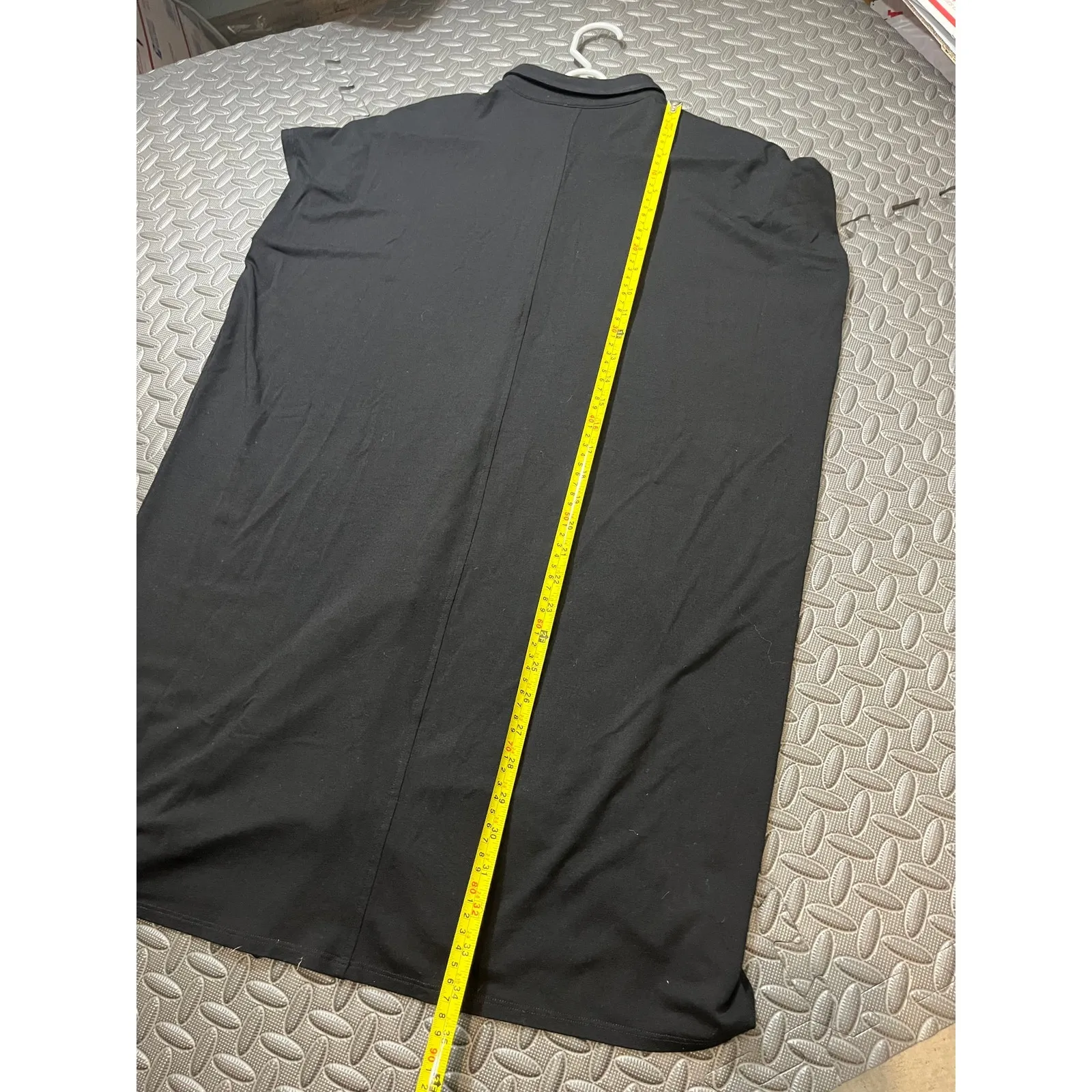 Eileen Fisher Size Med Button Front Polo Shirt Dress Black Stretch‎ Jersey Knit - Image 8