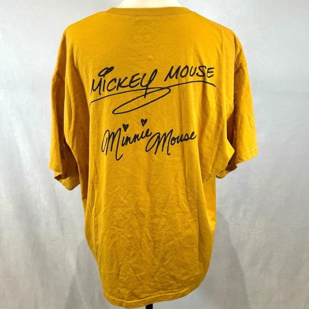 Mickey Mouse and Minnie Mouse signature mustard yellow tshirt size XL - Image 3