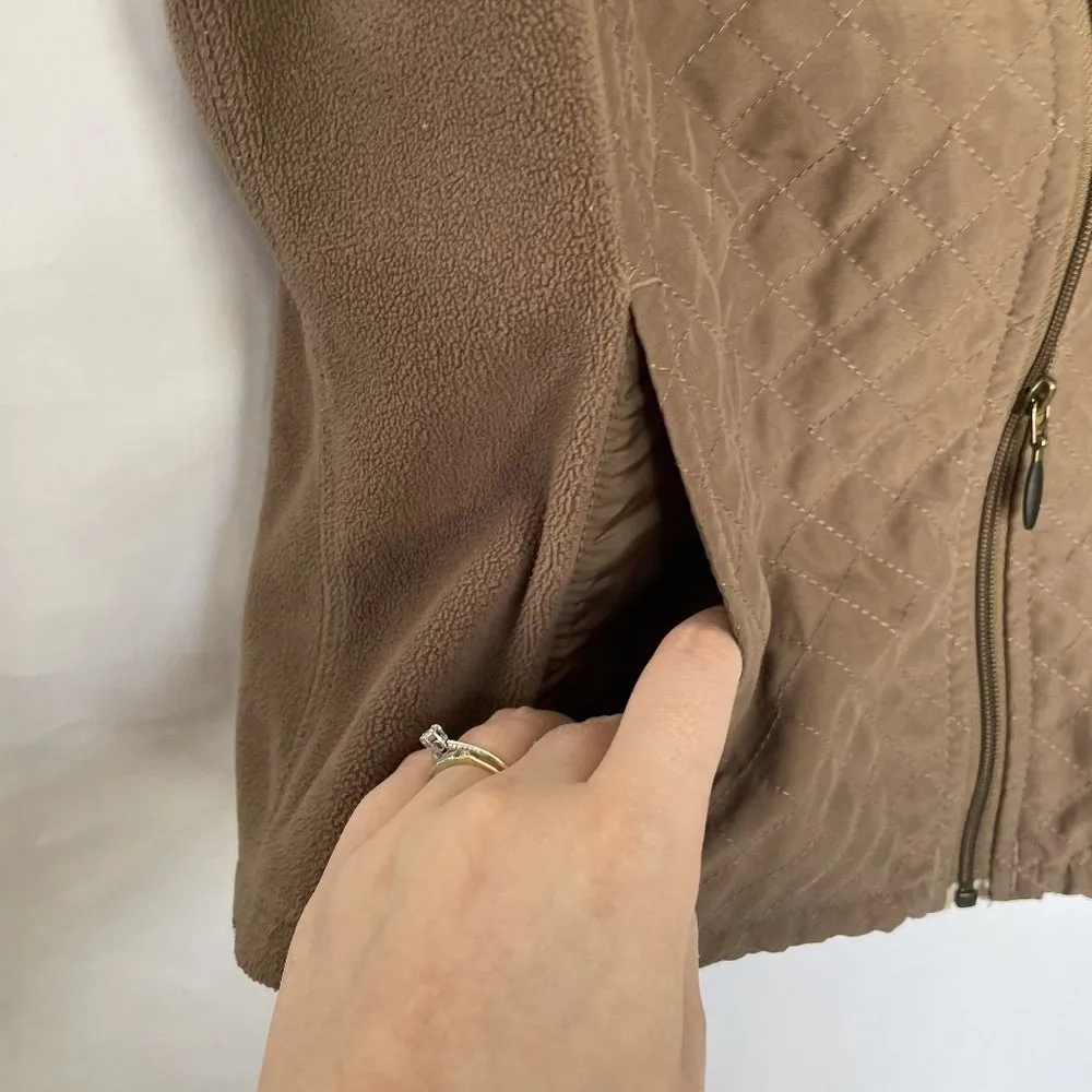 Columbia brown full zip quilted fleece women's winter vest warm size S pockets - Image 3