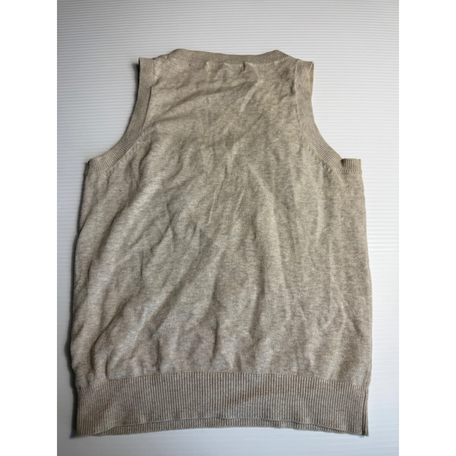 Zara Knit Tank‎ Top Sleeveless Sweater Vest Beige Cotton Blend Small - Image 5