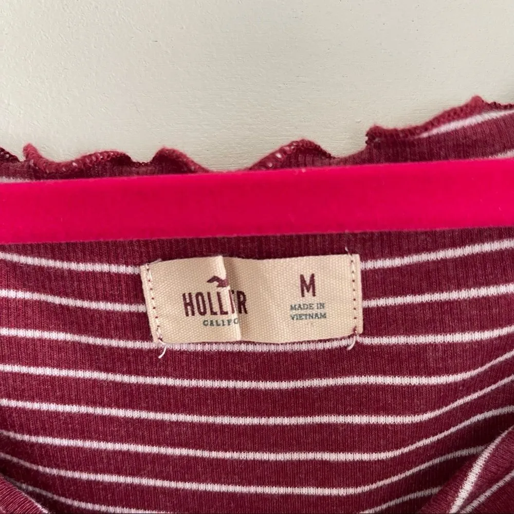 Hollister Striped Lettuce Hem Ribbed Longsleeve - Image 2