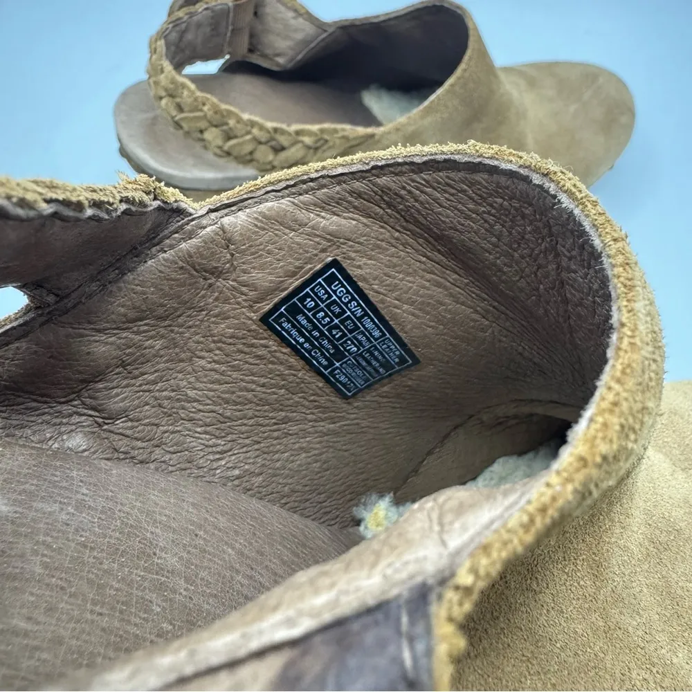 UGG Australia Dafni Sling Back Platform Studded Suede Clogs Brown US 10 Shoes - Image 9