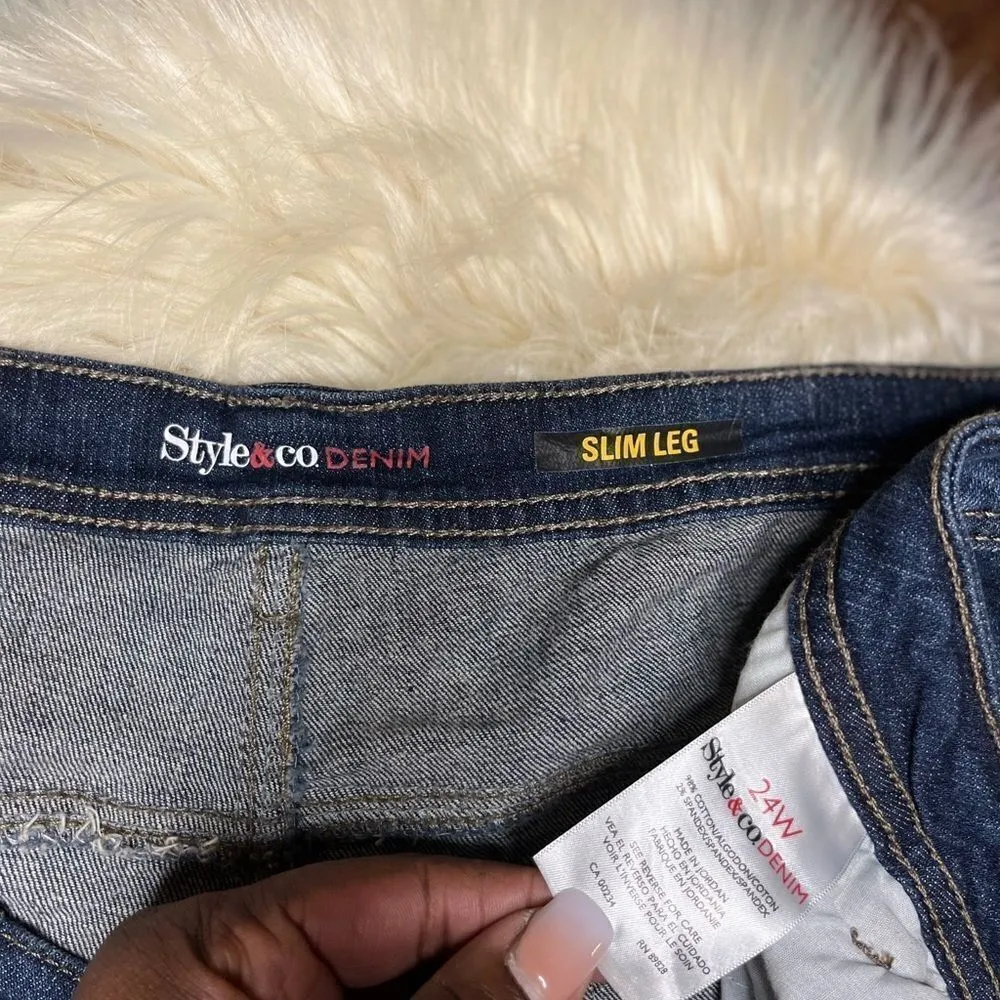 Style & Company slim leg crop denim sz 24W - Image 4