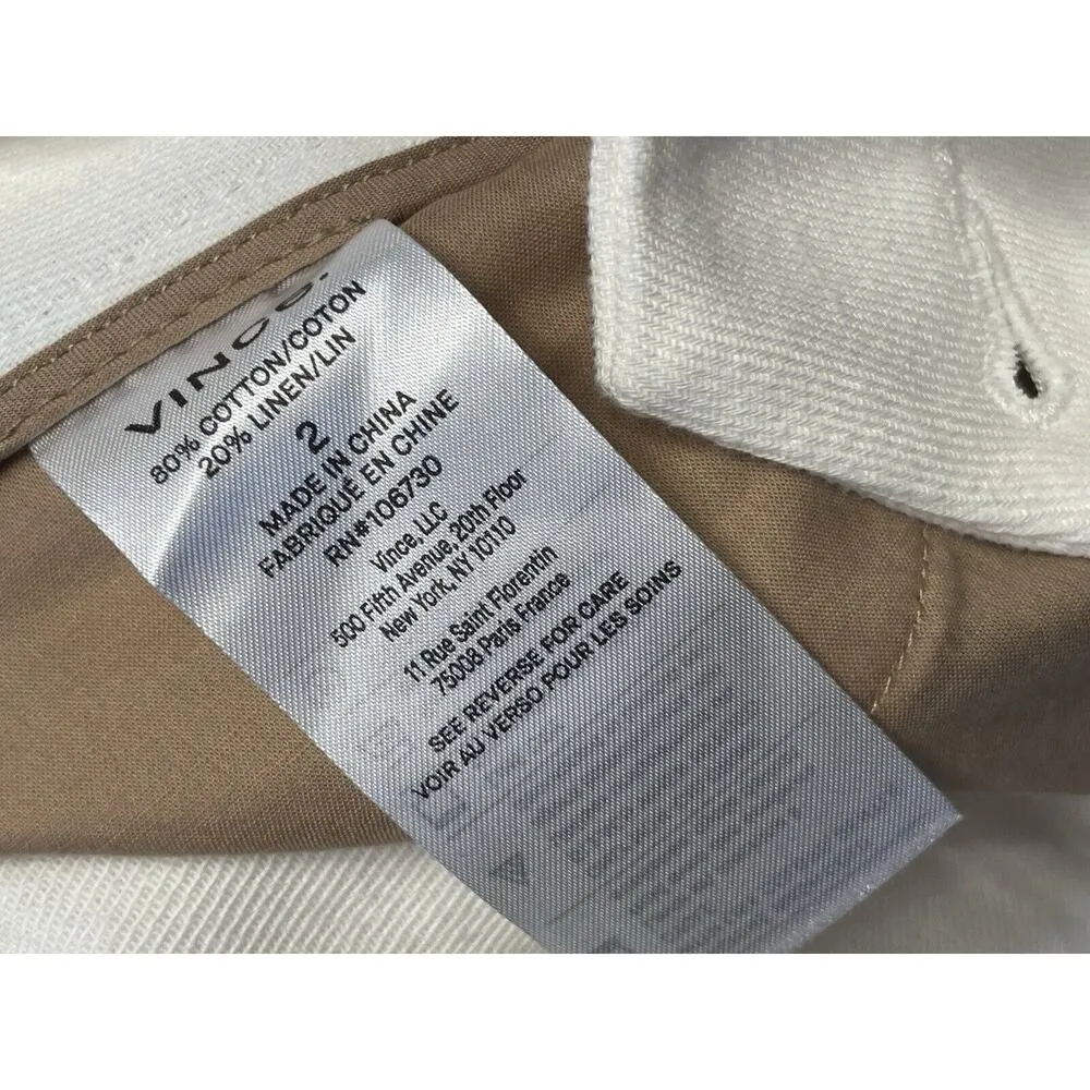 Vince Tie Front Crop Wide Pants Women Size 2 White Linen Cotton Coastal Boho NEW - Image 7