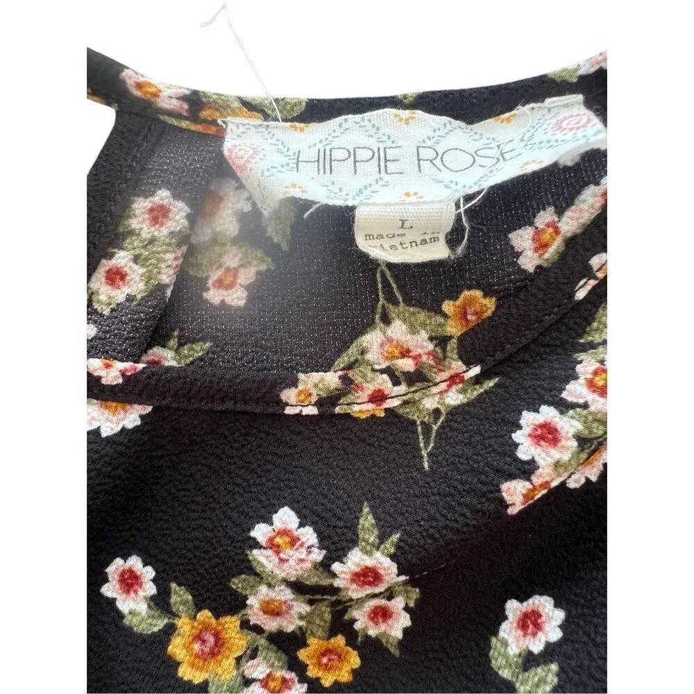 HIPPIE ROSE FLOWERS blouse top size L - Image 4