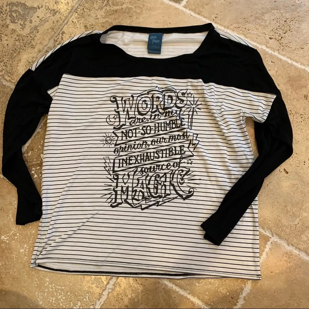 Harry Potter Dumbledore Quote Stripe Oversized Top M Black Size M - Image 4