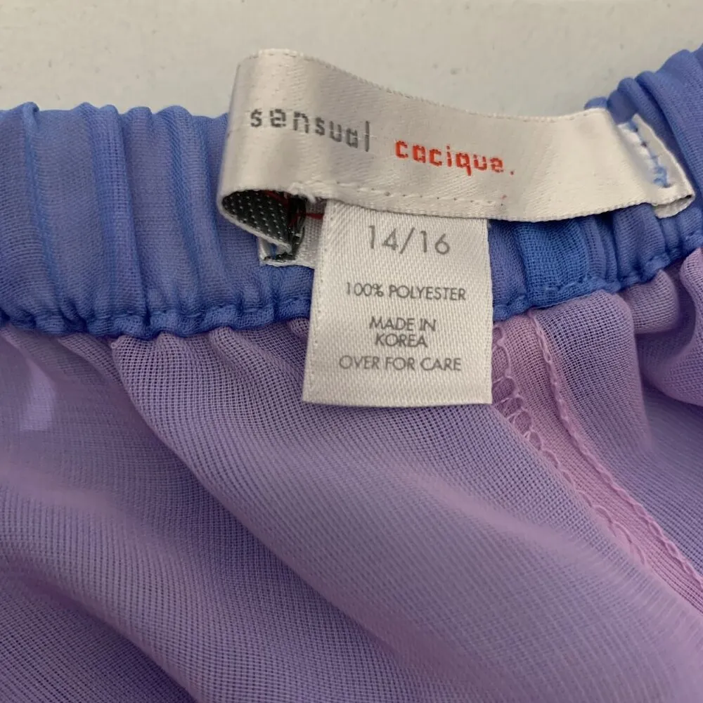 Cacique Sensual Sheer Satin Lounge Shorts Purple Blue 14 16 - Image 3