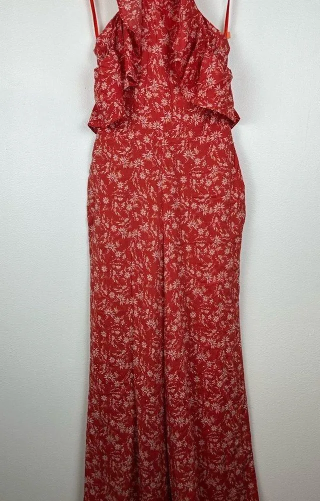 Ale by Alessandra Matilda Red Floral Ruffle Wide Leg Jumpsuit Women’s Sz XS - Image 10