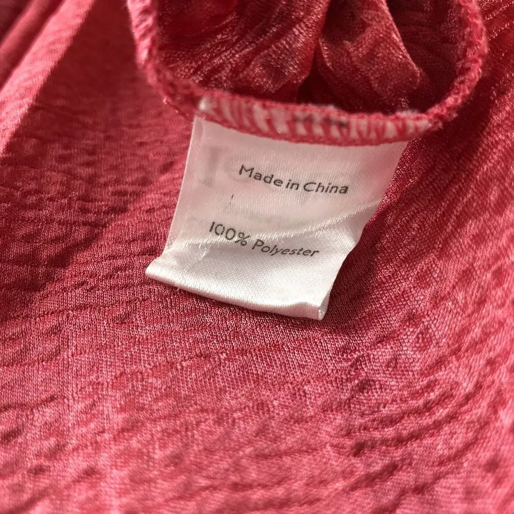 Leota Womens Midi Dress Crinkled Jersey Smocked Mock Neck and Waist Pink XL - Image 4