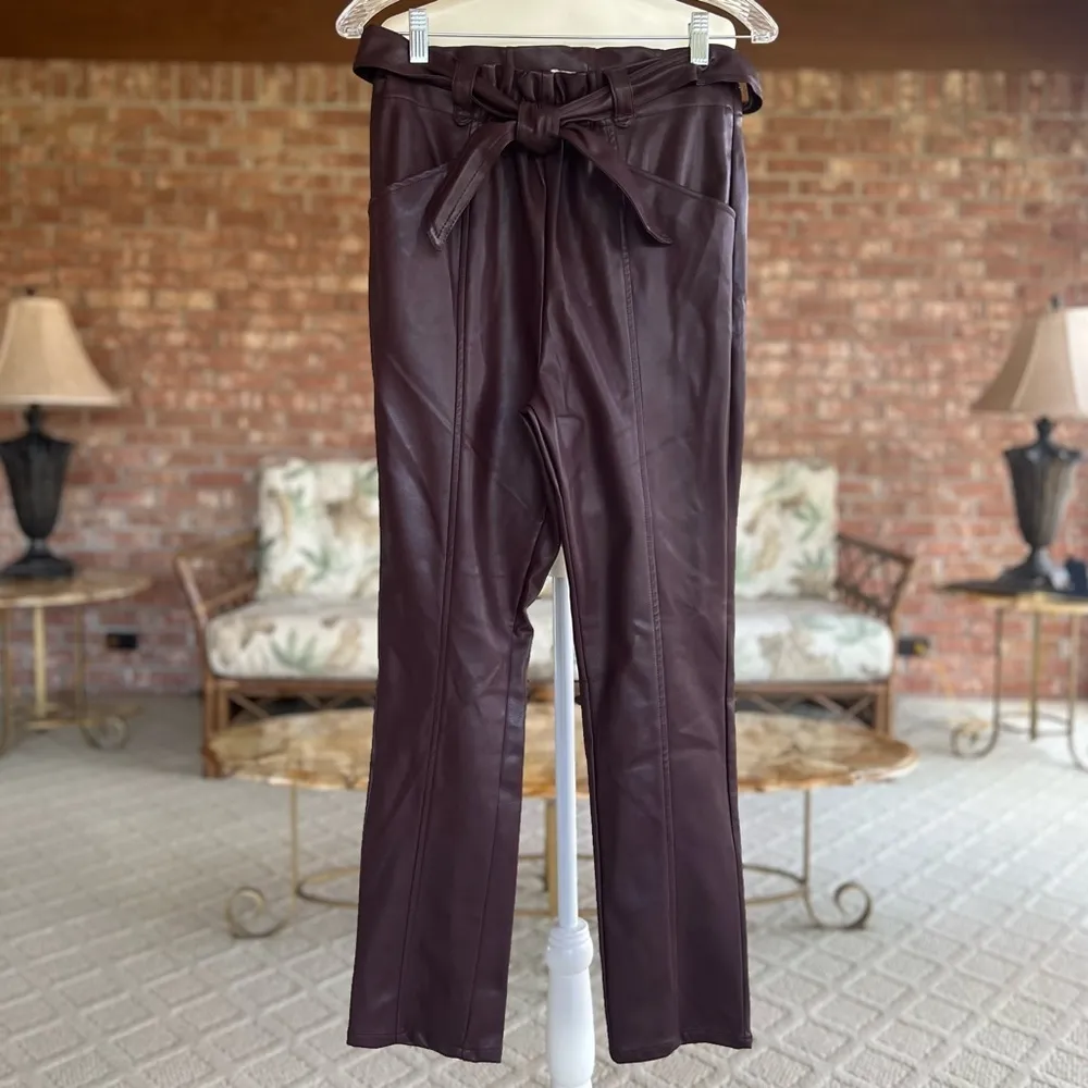 Bishop + Young Harper Plum Paperbag Faux Leather Pants NWT XS - Image 3