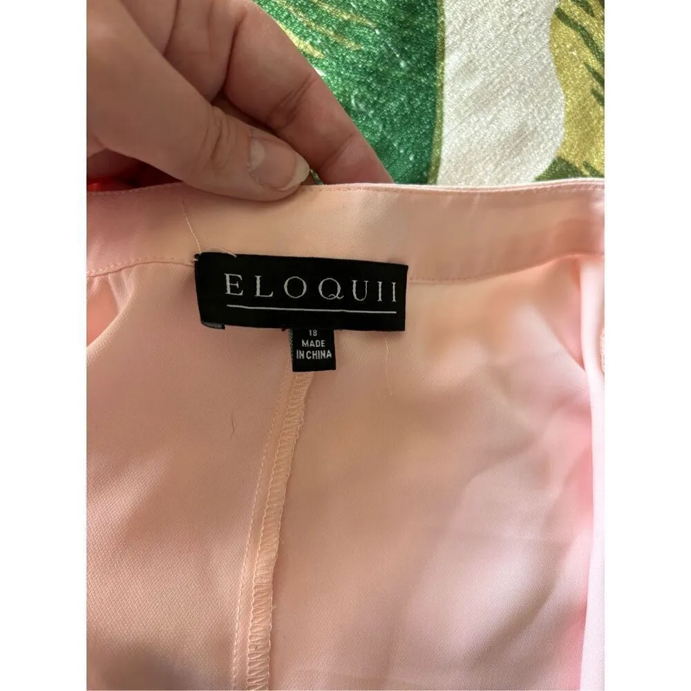 Eloquii peach pink short sleeve split neck button down top size 18 - Image 2