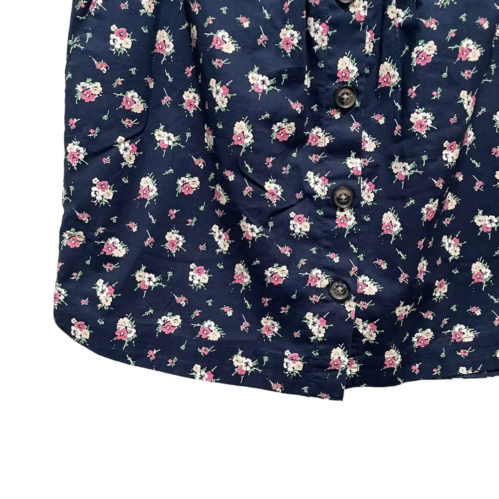 Jack Wills Floral Button Front Mini Skirt Blue Size 2 - Image 2