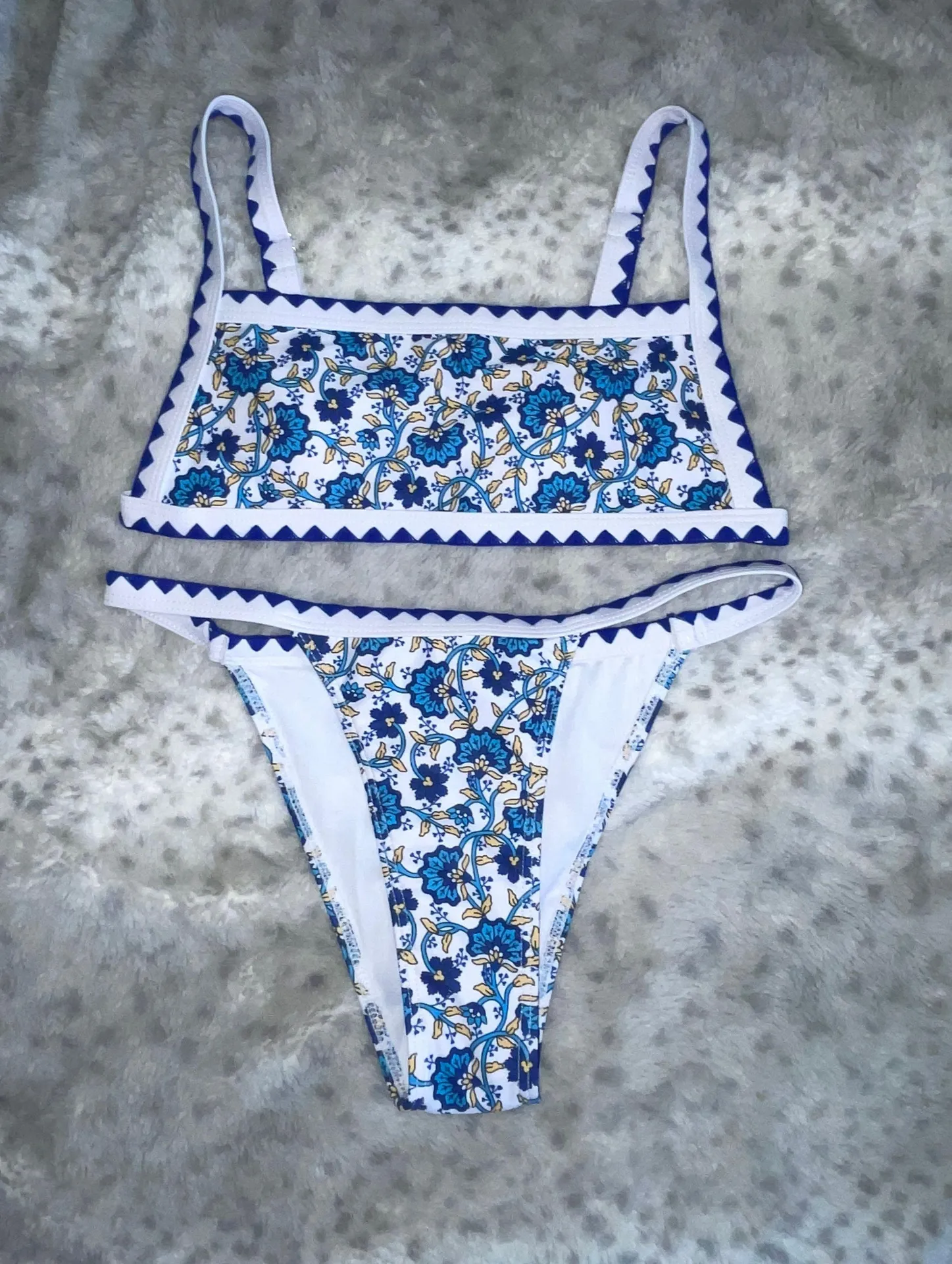 SheIn Blue Floral Bikini Set - Image 2