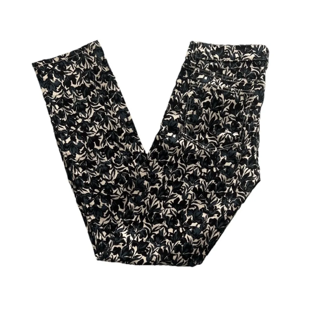 TORY BURCH Women's Blaire Floral Skinny Jeans Blue Cream Denim Pants Size 26 - Image 6