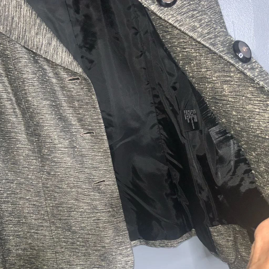 Kasper Women's Platinum Tweed 3-Pearly Button Classic Silk-Cotton Blazer Size 8 - Image 11