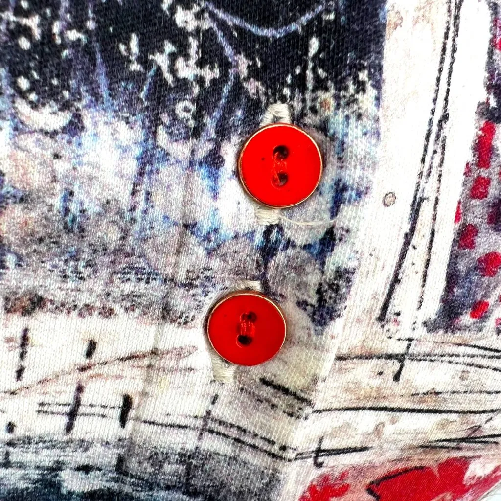 Aventures Des Toiles Abstract Patterned Cotton Cardigan Knit Top Size 38 US 8 Red Size M - Image 8